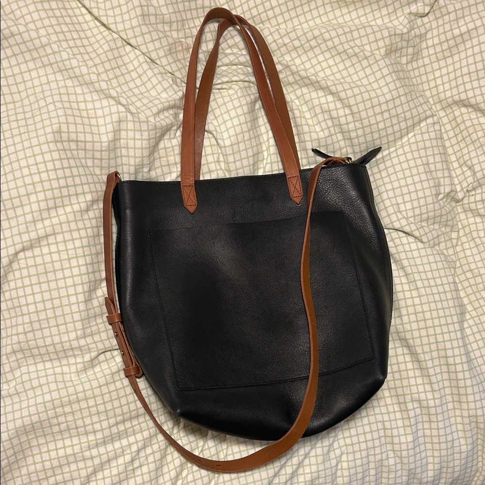 Black Leather Madewell Tote Bag
